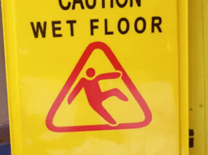 Caution Sign for Wet Floor Cleaning Progress