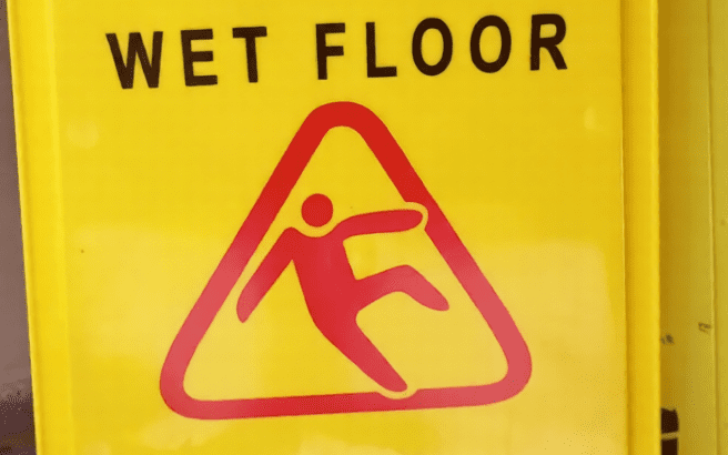 Caution Sign for Wet Floor Cleaning Progress