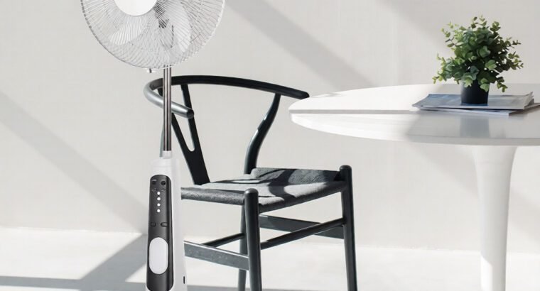 Solar Battery Standing Fan With 9-Speed, 32hours Work Time