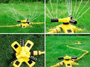 360 Degree Adjustable Automatic Rotating Garden Sprinkler – Yellow
