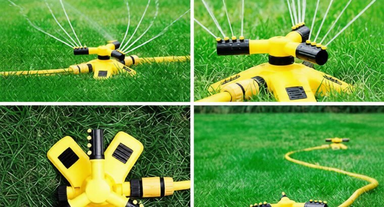 360 Degree Adjustable Automatic Rotating Garden Sprinkler – Yellow