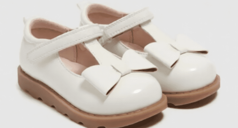 White Bow Tie Girls Matalan Shoes