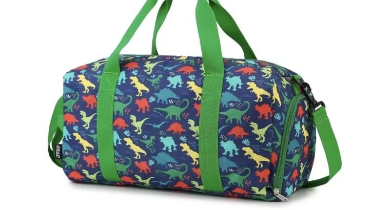 Ravuo Kids Dinosaur Duffel Water Resistant Overnight, Weekender Bag