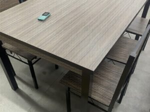 Wooden Dining Table Set with 6 Chairs – Rectangular, Durable & Affordable