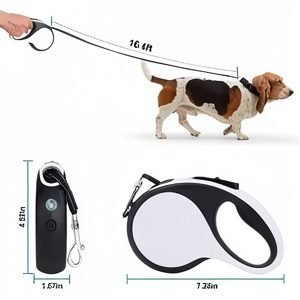 Retractable Dog Leash with LED Light – 3-in-1 for All Breeds