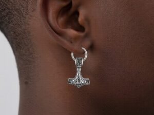 Men’s Viking Hammer Earrings – Stainless Steel Silver Unisex Jewelry