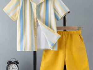 Boys Stylish Shirt & Shorts Set by Shein – Neat 2-Piece Outfit for Ages 7–12 Years