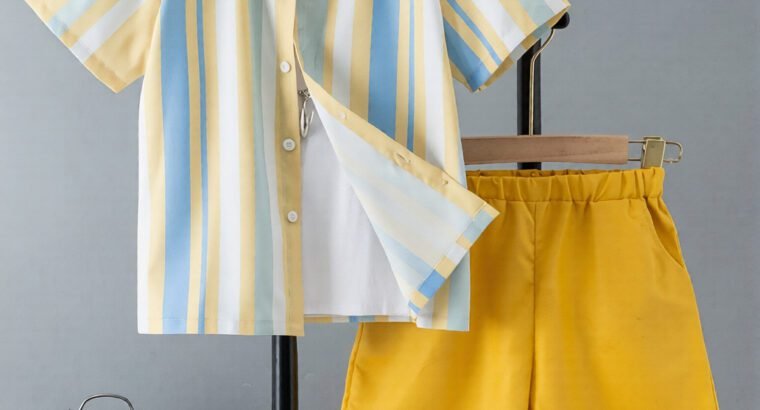 Boys Stylish Shirt & Shorts Set by Shein – Neat 2-Piece Outfit for Ages 7–12 Years