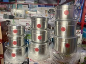 3 Set Silver Cookware Pots & Pans Durable Non-Stick Cooking Set