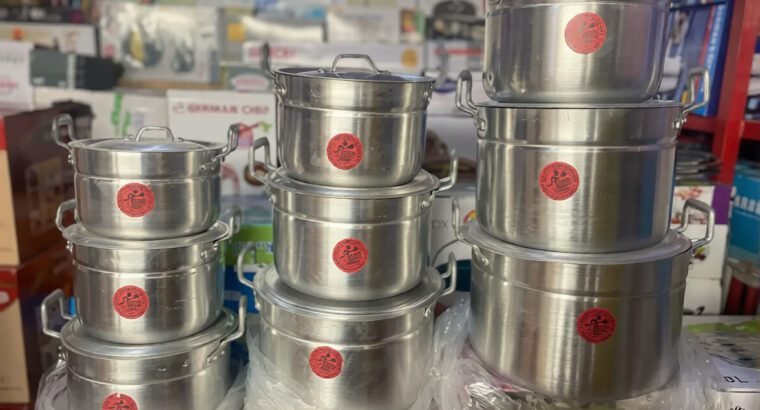 3 Set Silver Cookware Pots & Pans Durable Non-Stick Cooking Set