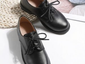 Boys Black Leather Shoes – Flat Kids’ Shoes, Sizes 25–30