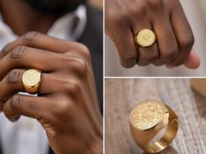 Seven Seals of Angels Men’s Ring – Gold Stainless Steel, Size 10, Premium Symbolic Jewelry