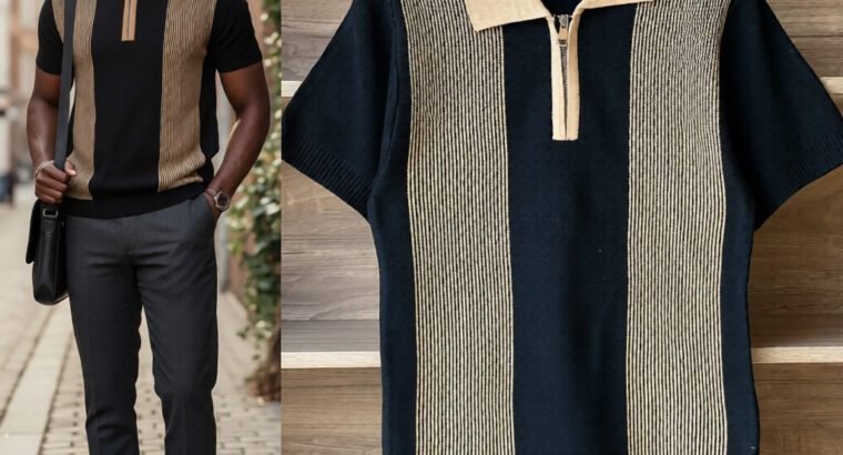 Men’s Thick Club Tee – 100% Cotton Black Dress Shirt, Button Closure