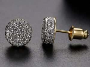Stud Earrings for Men – Zircon Stainless Steel Silver & Gold
