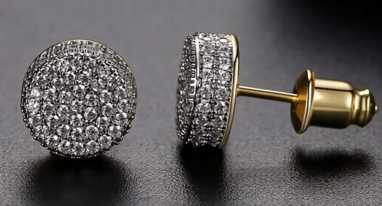 Stud Earrings for Men – Zircon Stainless Steel Silver & Gold