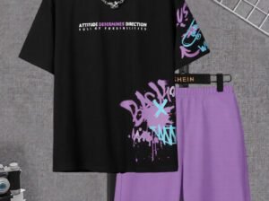 Teenage Boys 2-Piece Set – Shirt & Shorts Outfit for Ages 12–14 Years