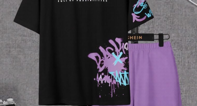 Teenage Boys 2-Piece Set – Shirt & Shorts Outfi...