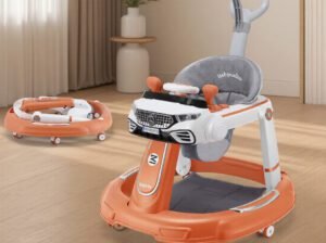 Baby Walker BW-14 – PP Material, 0-3 Years, Orange/Blue/Grey