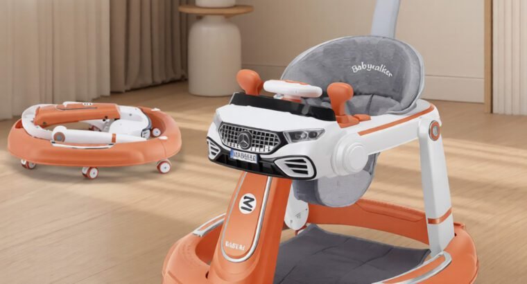 Baby Walker BW-14 – PP Material, 0-3 Years, Orange/Blue/Grey