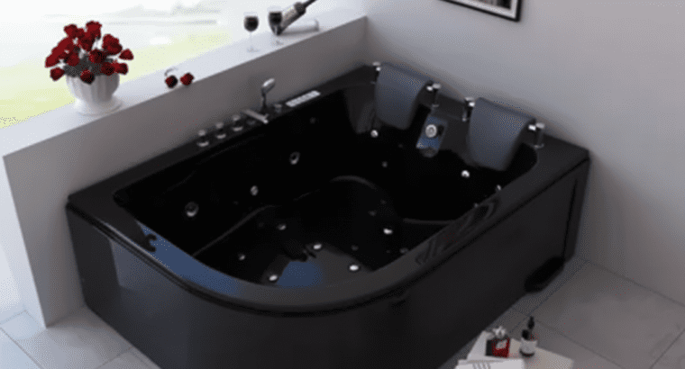 Black Jacuzzi Spa – ALLURE 2 Person Rectangular Acrylic Bathtub (180x120cm Luxury)